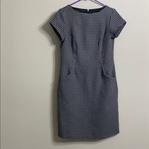 Black and White Patterned Business Dress NO Belt